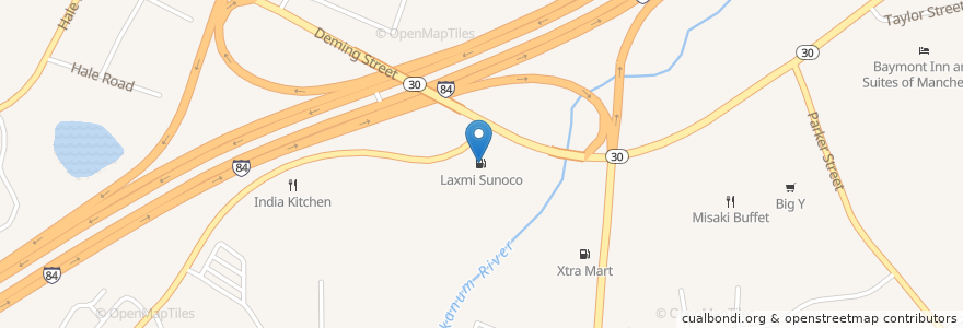 Mapa de ubicacion de Laxmi Sunoco en 美利坚合众国/美利堅合眾國, 康涅狄格州 / 康乃狄克州, Hartford County, Manchester.