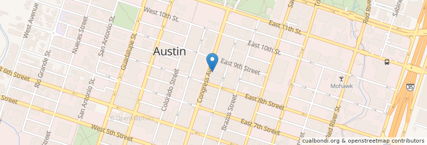 Mapa de ubicacion de Subway en Amerika Birleşik Devletleri, Teksas, Travis County, Austin.