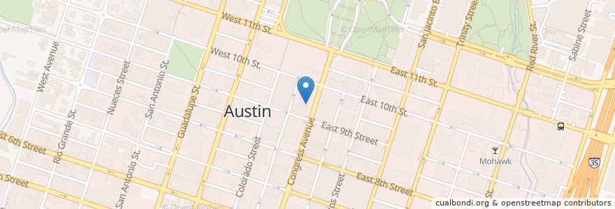 Mapa de ubicacion de Quattro Gatti Ristorante en Estados Unidos De América, Texas, Travis County, Austin.