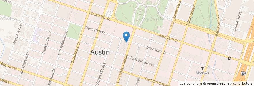 Mapa de ubicacion de Quiznos en Vereinigte Staaten Von Amerika, Texas, Travis County, Austin.