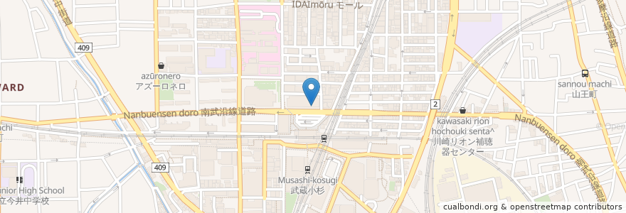 Mapa de ubicacion de 横浜銀行 en Japan, Präfektur Kanagawa, 川崎市, 中原区.