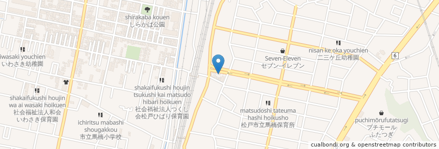 Mapa de ubicacion de 三日月神社 en 日本, 千葉県, 松戸市.