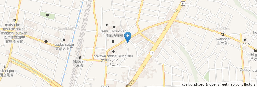 Mapa de ubicacion de 馬橋弁財天厳島神社 en Japonya, 千葉県, 松戸市.