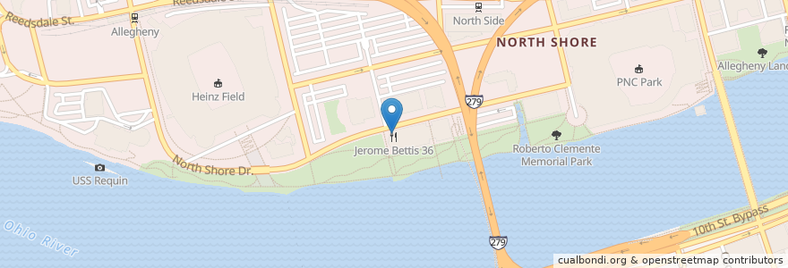 Mapa de ubicacion de Jerome Bettis 36 en Vereinigte Staaten Von Amerika, Pennsylvania, Allegheny County, Pittsburgh.