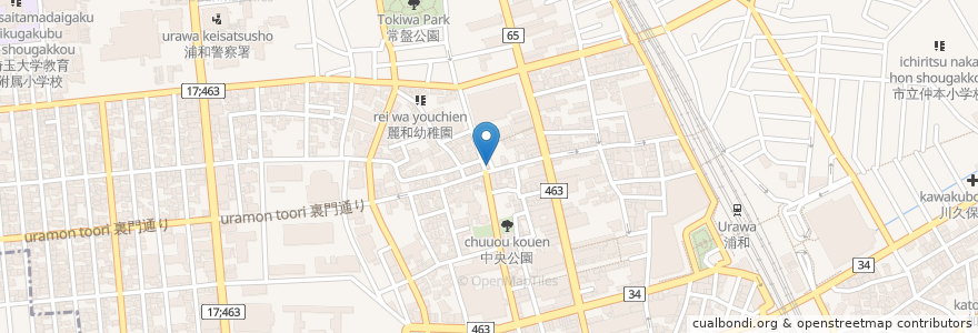Mapa de ubicacion de トヨタレンタカー浦和西口店 en اليابان, 埼玉県, さいたま市, 浦和区.