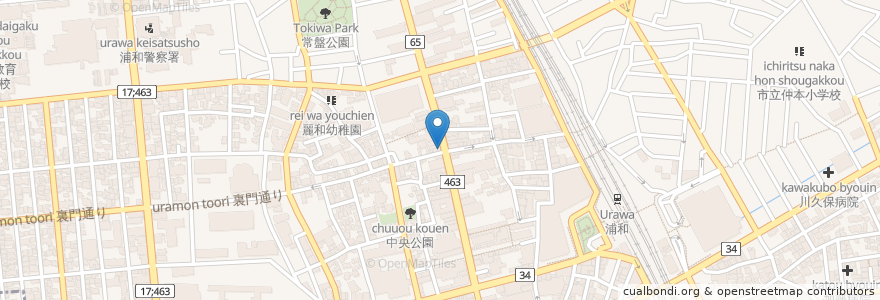 Mapa de ubicacion de 吉野家 en 일본, 사이타마현, さいたま市, 浦和区.