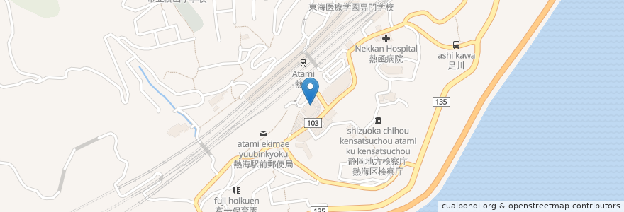 Mapa de ubicacion de フルヤ en 일본, 시즈오카현, 아타미시.