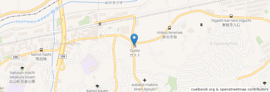 Mapa de ubicacion de ガスト en ژاپن, 神奈川県, 横浜市, 緑区.