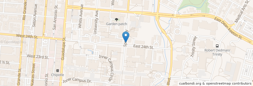 Mapa de ubicacion de The Varsity Pizza en Amerika Syarikat, Texas, Travis County, Austin.