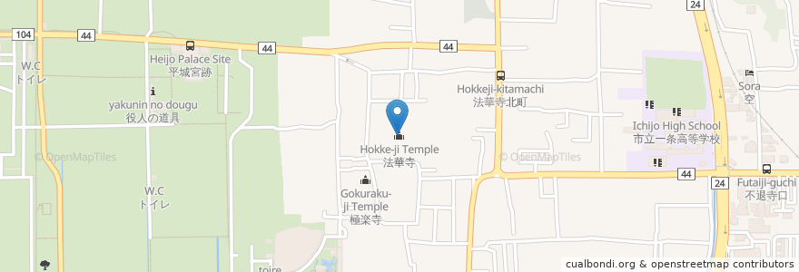 Mapa de ubicacion de 法華寺 en ژاپن, 奈良県, 奈良市.