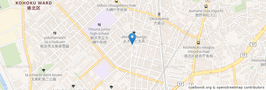Mapa de ubicacion de らーめん卯月 en Japonya, 神奈川県, 横浜市, 港北区.
