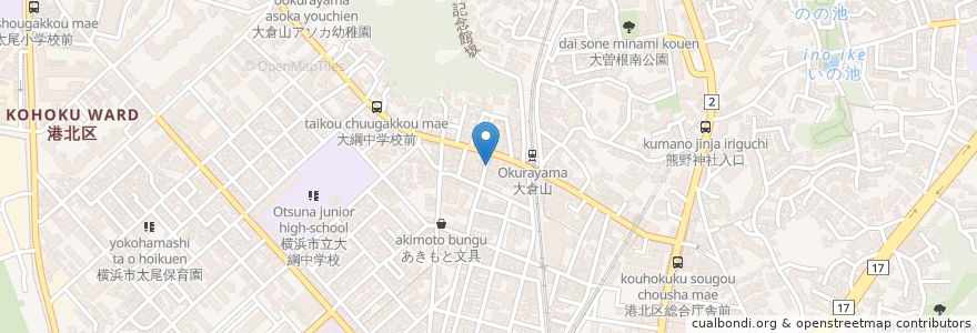 Mapa de ubicacion de Costa Del Sol en Japonya, 神奈川県, 横浜市, 港北区.