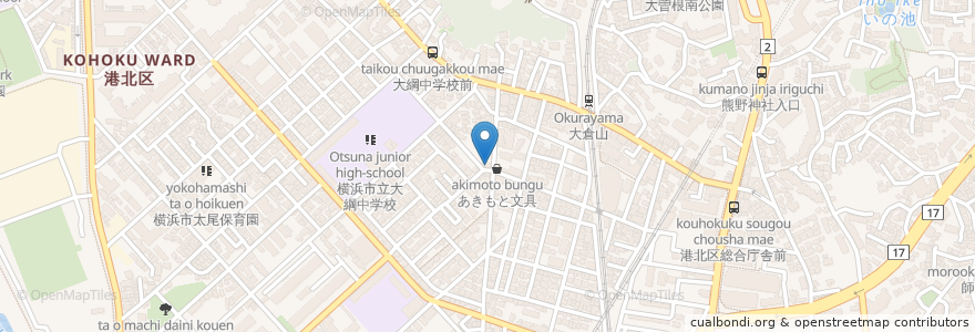 Mapa de ubicacion de Vento en Japonya, 神奈川県, 横浜市, 港北区.