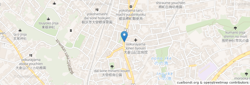 Mapa de ubicacion de わかば薬局 大倉山 en Japonya, 神奈川県, 横浜市, 港北区.