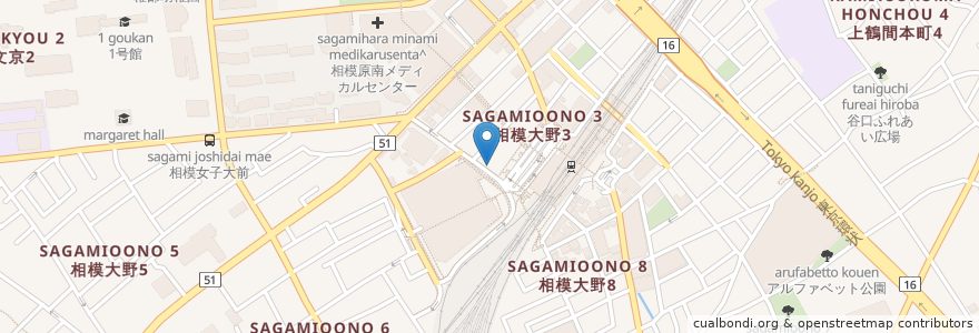 Mapa de ubicacion de 中国ラーメン楊州商人 en Japón, Prefectura De Kanagawa, 相模原市, 南区.