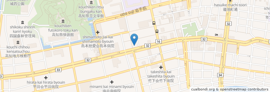 Mapa de ubicacion de グラッツェミーレ en ژاپن, 高知県, 高知市.