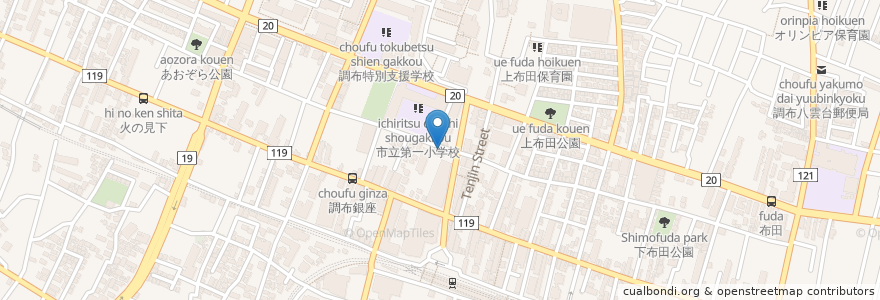 Mapa de ubicacion de 厨ぼうず 調布店 en Japon, Tokyo, 調布市.