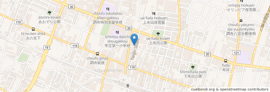 Mapa de ubicacion de やきとり家 すみれ en Japan, Tokio, 調布市.