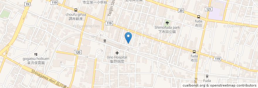 Mapa de ubicacion de kirakutei KIRAKUYA en Japon, Tokyo, 調布市.