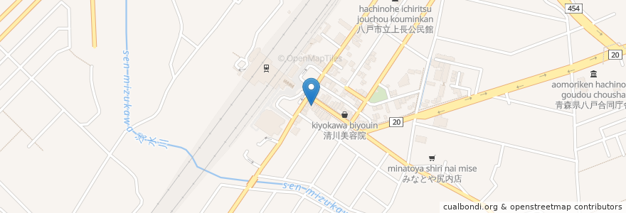 Mapa de ubicacion de 川村薬局 en Япония, Аомори, Хатинохе.