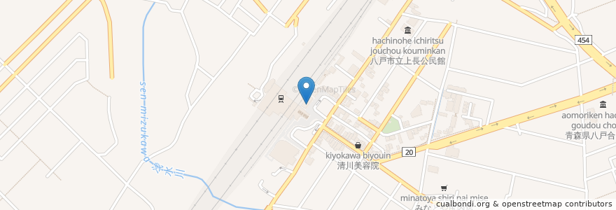 Mapa de ubicacion de 八戸市図書情報センター en اليابان, محافظة آوموري, 八戸市.