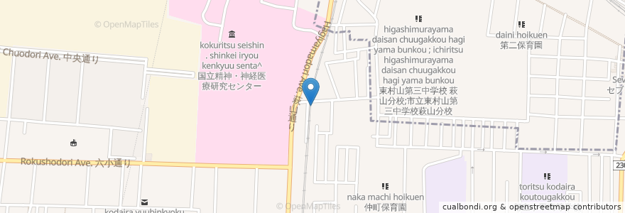 Mapa de ubicacion de gico gico en 日本, 東京都, 東村山市, 小平市.