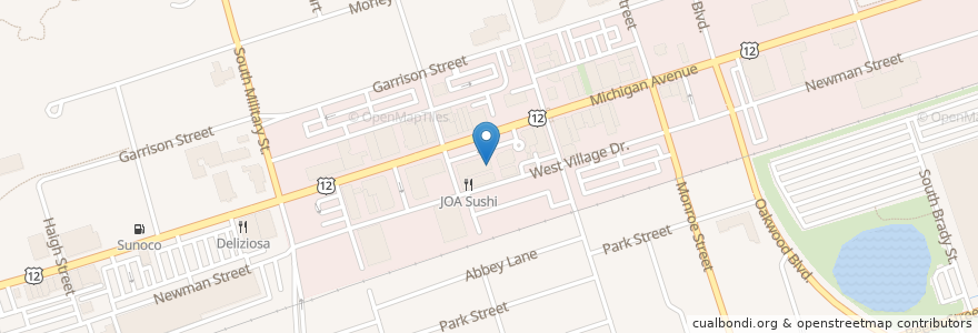Mapa de ubicacion de Jimmy John's en Amerika Syarikat, Michigan, Wayne County, Dearborn.