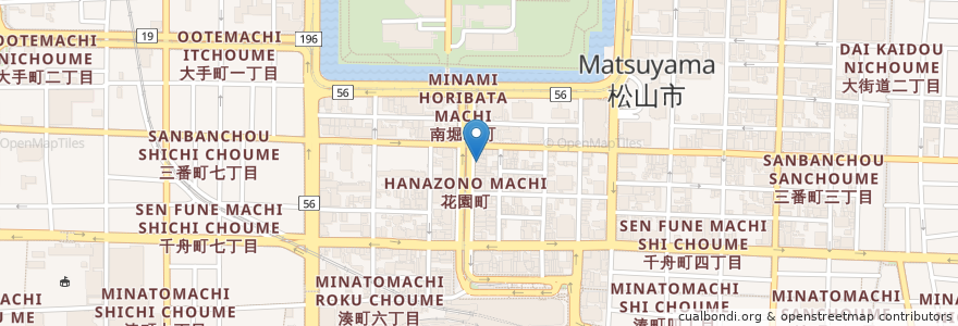 Mapa de ubicacion de Ladkis Indian Restaurant en 日本, 愛媛県, 松山市.
