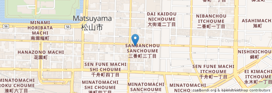 Mapa de ubicacion de ゆうちょ銀行 松山支店 en اليابان, 愛媛県, 松山市.