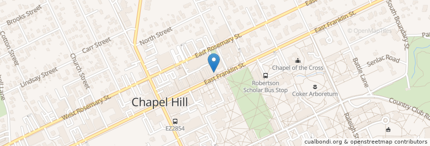 Mapa de ubicacion de Ye Olde Waffle Shop en 미국, 노스캐롤라이나, Orange County, Chapel Hill.