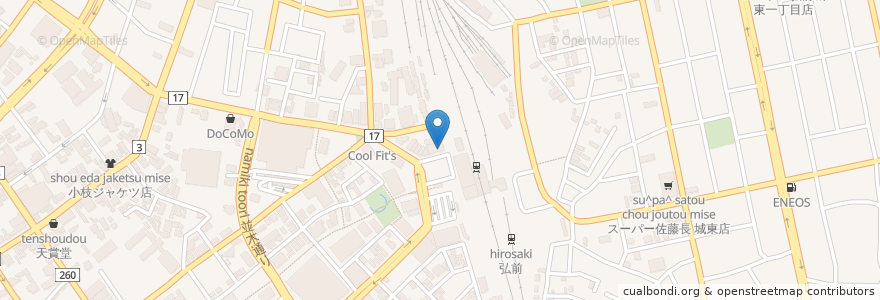Mapa de ubicacion de 福福屋 en 일본, 아오모리현, 弘前市.