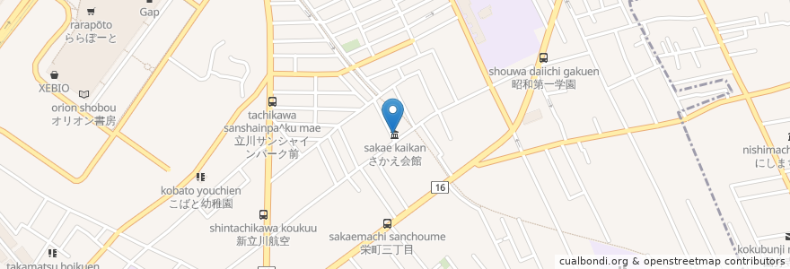 Mapa de ubicacion de さかえ会館 en Japão, Tóquio, 立川市.