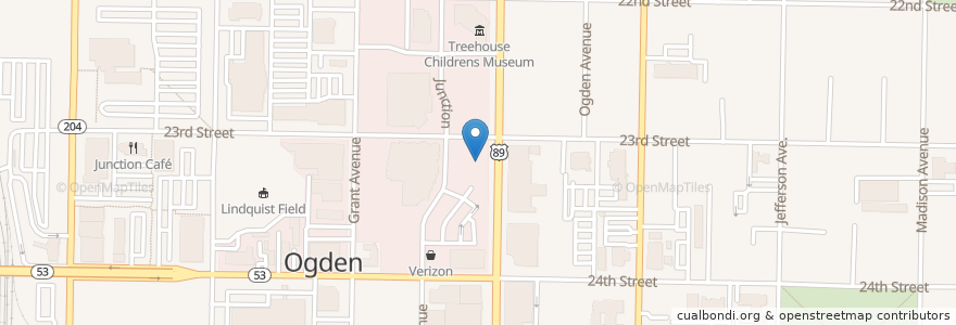 Mapa de ubicacion de Santa Monica Pizza & Pasta Company en ایالات متحده آمریکا, یوتا, Weber County, Ogden.