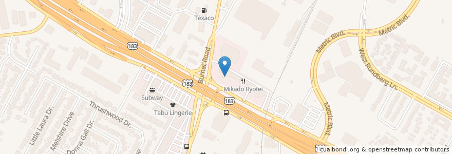 Mapa de ubicacion de Thai House en Amerika Birleşik Devletleri, Teksas, Travis County, Austin.