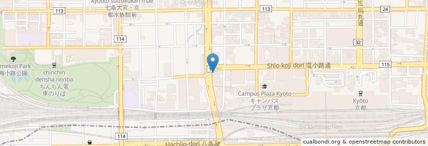 Mapa de ubicacion de 麺どころ 晃庵 京都駅前店 en Japan, Präfektur Kyōto, 京都市, 下京区.