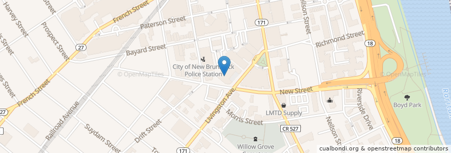Mapa de ubicacion de Edward J. Bloustein School of Planning and Public Policy en 美利坚合众国/美利堅合眾國, 新泽西州 / 新澤西州 / 紐澤西州, Middlesex County, New Brunswick.