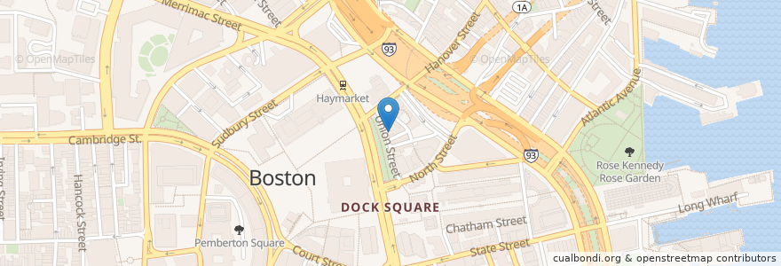 Mapa de ubicacion de Union Oyster House en 미국, 매사추세츠, Suffolk County, Boston.