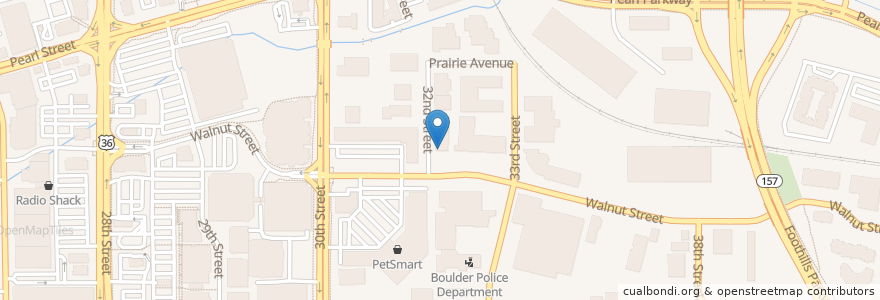 Mapa de ubicacion de Twisted Pine Brewing Company en Vereinigte Staaten Von Amerika, Colorado, Boulder County, Boulder.