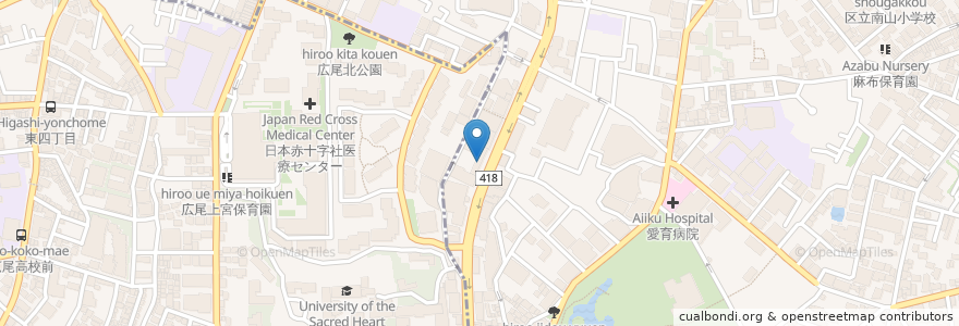 Mapa de ubicacion de 私立広尾学園中学校 (Hiroo Gakuen Junior High School) en Japonya, 東京都, 港区, 広尾.