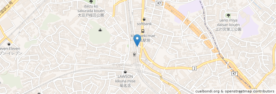 Mapa de ubicacion de ダイコクドラッグ en ژاپن, 神奈川県, 横浜市, 港北区.