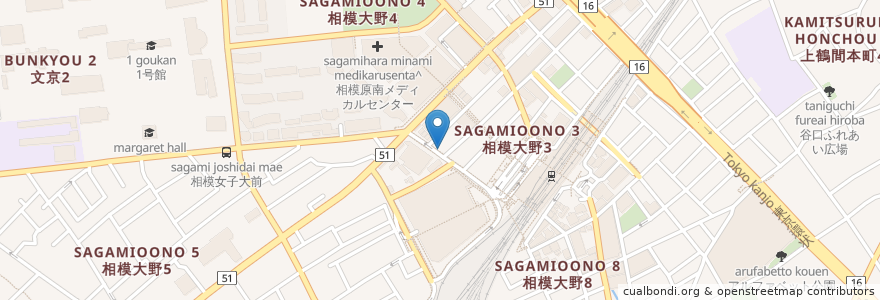 Mapa de ubicacion de なか卯 en Japon, Préfecture De Kanagawa, 相模原市, 南区.