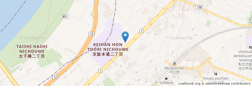 Mapa de ubicacion de 天下一品 en 일본, 오사카부, 守口市.