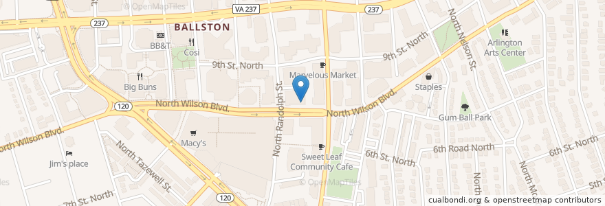 Mapa de ubicacion de Rustico en Estados Unidos Da América, Virgínia, Arlington County, Arlington.