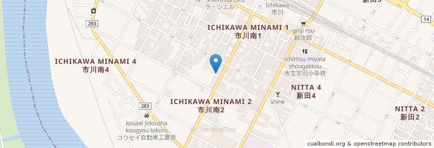 Mapa de ubicacion de 宝神社(Takara Shrin) en Japão, 千葉県, 市川市.