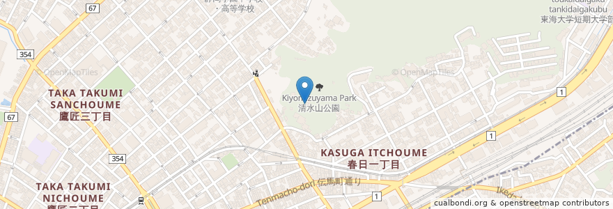Mapa de ubicacion de 熊野神社 en Japan, Präfektur Shizuoka, 静岡市, 葵区.