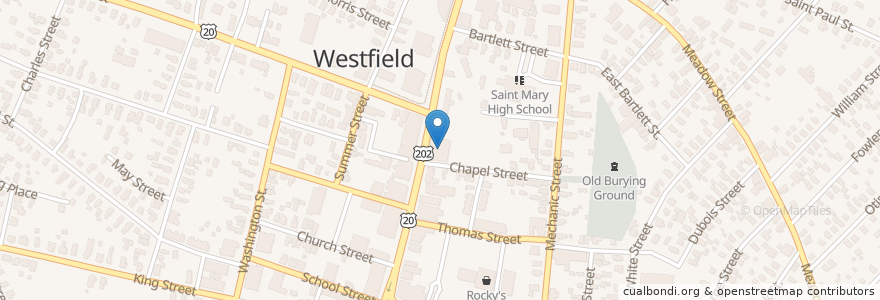 Mapa de ubicacion de Westfield Bank en Estados Unidos De América, Massachusetts, Hampden County, Westfield.