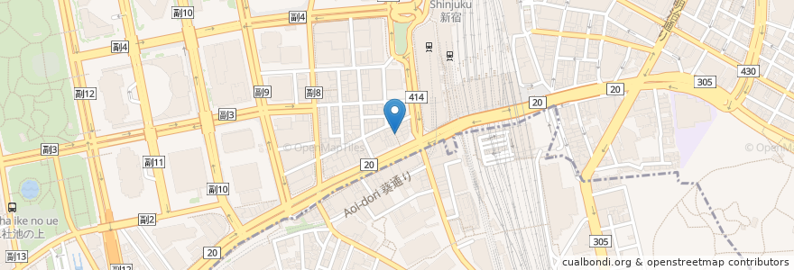 Mapa de ubicacion de 山頭火 新宿南口店 en Japan, 東京都, 新宿区.