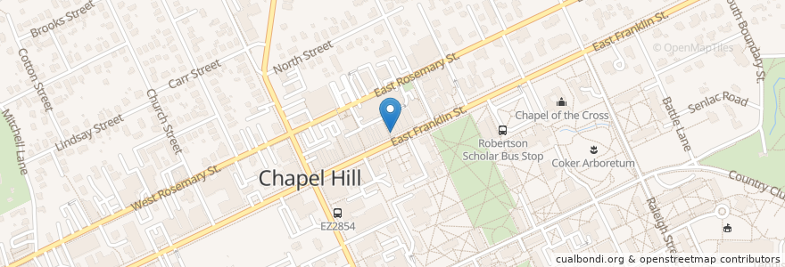 Mapa de ubicacion de Sutton's Drug Store en 美利坚合众国/美利堅合眾國, 北卡羅萊那州, Orange County, Chapel Hill.