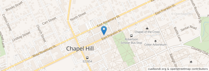 Mapa de ubicacion de Wells Fargo en アメリカ合衆国, ノースカロライナ州, Orange County, Chapel Hill.