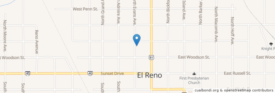 Mapa de ubicacion de El Reno Police Department en United States, Oklahoma, Canadian County, El Reno.